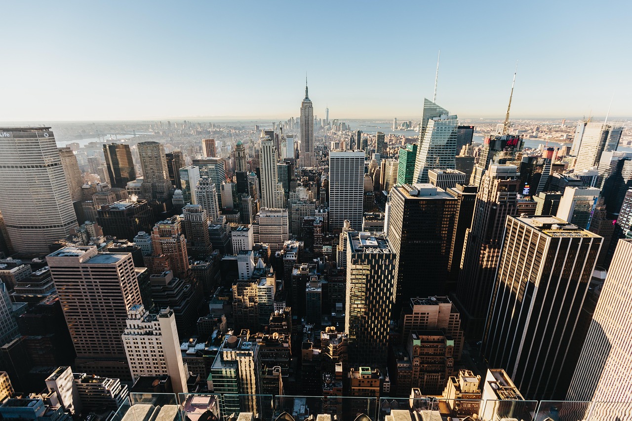 buildings, city, skyline, cityscape, city view, aerial view, bird's eye view, architecture, manhattan, new york, usa, business district, downtown, met
