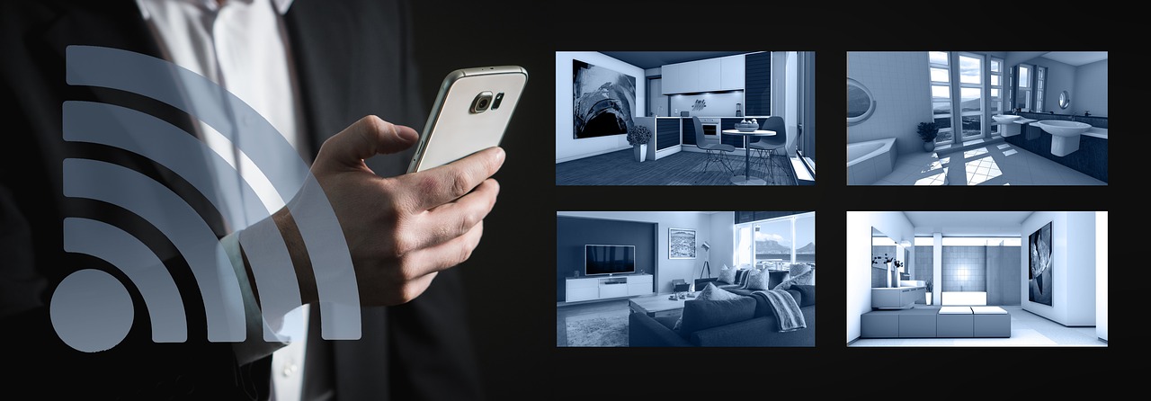 Smart, home, system, man, person, apartment, kitchen, bath, living room, bedroom, pear, camera, security, lighting, connection, setup, wifi, house, hand, technology, automation, building, control, int