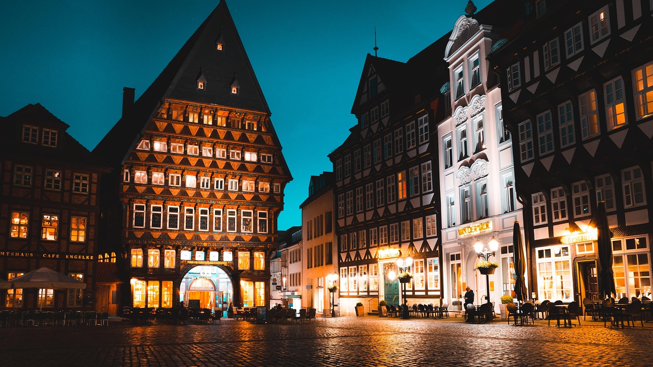 Hildesheim, night, city, germany, street, lights, square, houses, buildings, town, germany, germany, germany, germany, germany, square