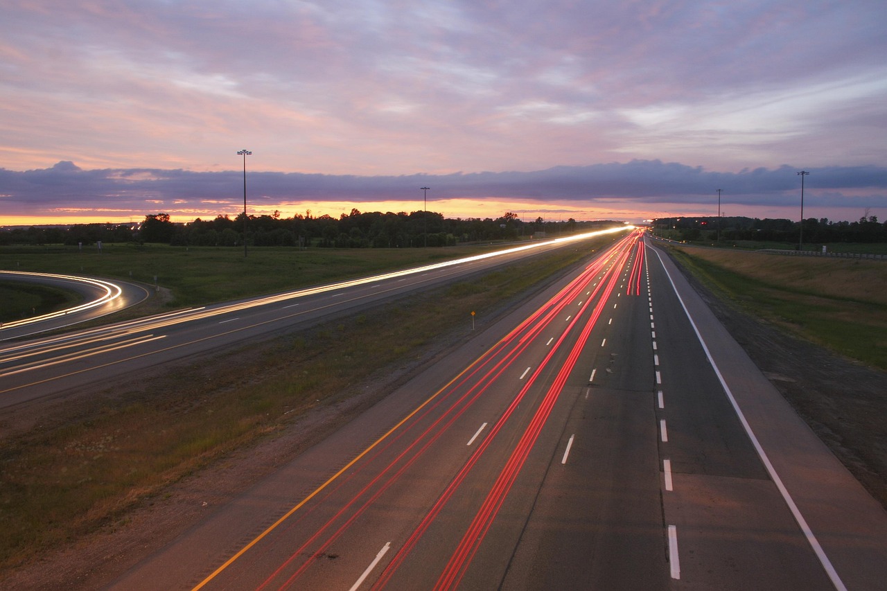 Highway, freeway, nature, road, lights, blur, motion, car wallpapers, long-exposure, motorway night, sunset, traffic, transportation, car, speed, twilight, dusk