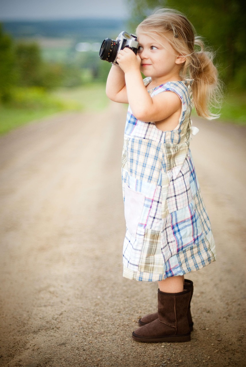 Little girl, camera, photographer, taking picture, taking photos, blonde, child, countryside, dress, fashion, girl, kid, leisure, outdoors, youth, childhood, little girl, little girl, camera, camera,